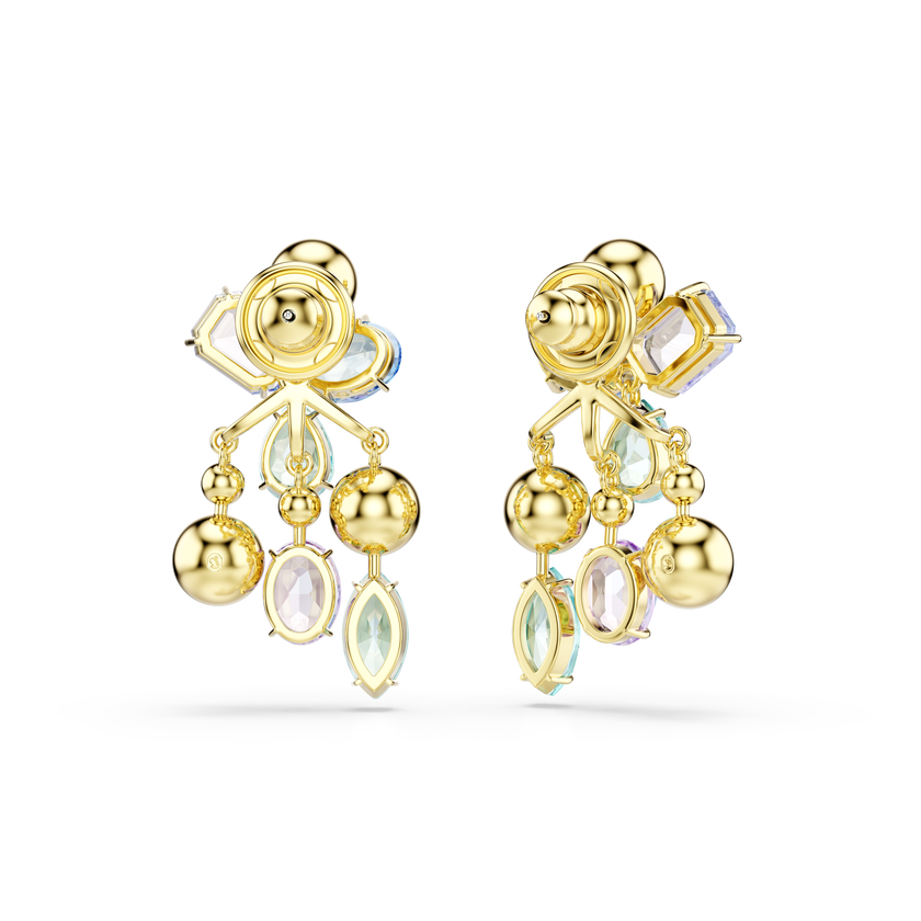 swarovski gema earring jackets  mixed cuts  multicolored  gold tone plated