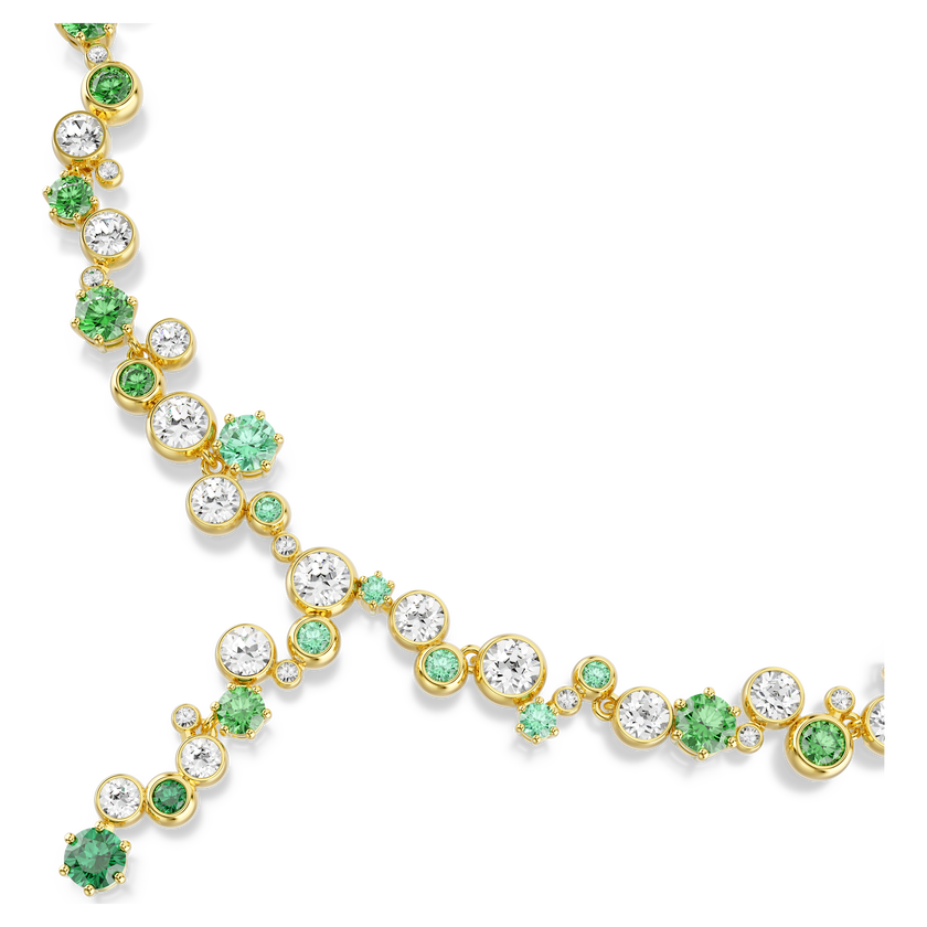 swarovski constella y necklace  mixed cuts  green  gold tone plated