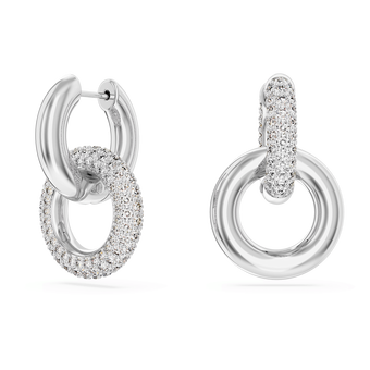 swarovski dextera hoop earrings  interlocking loop  white  rhodium plated