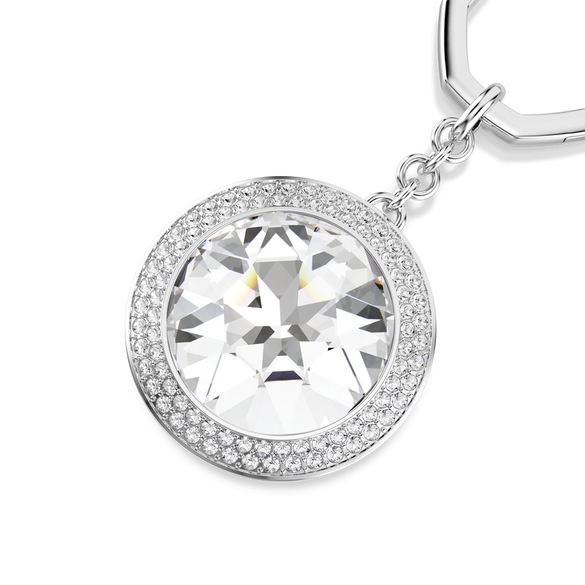 swarovski bag charm  round cut  white  rhodium plated