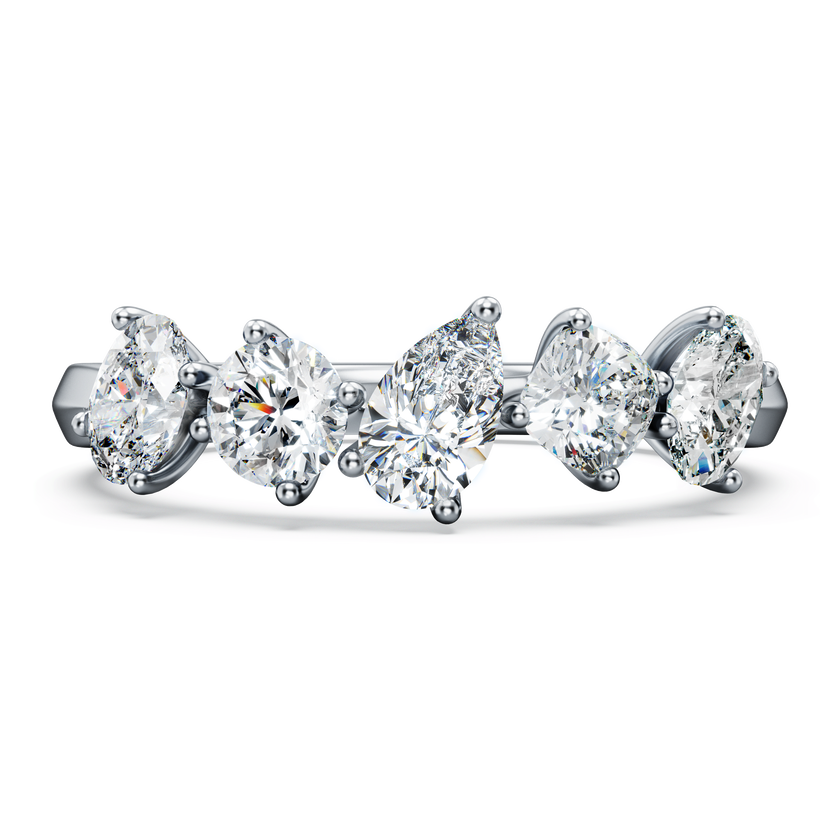 swarovski galaxy ring  lab grown diamonds 1 ct tw  mixed shapes  18k white gold