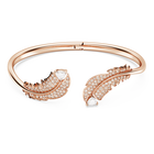 swarovski nice bangle feather white rose gold tone plated