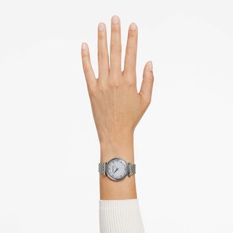 swarovski crystalline wonder watch  swiss made  metal bracelet  silver tone  stainless steel