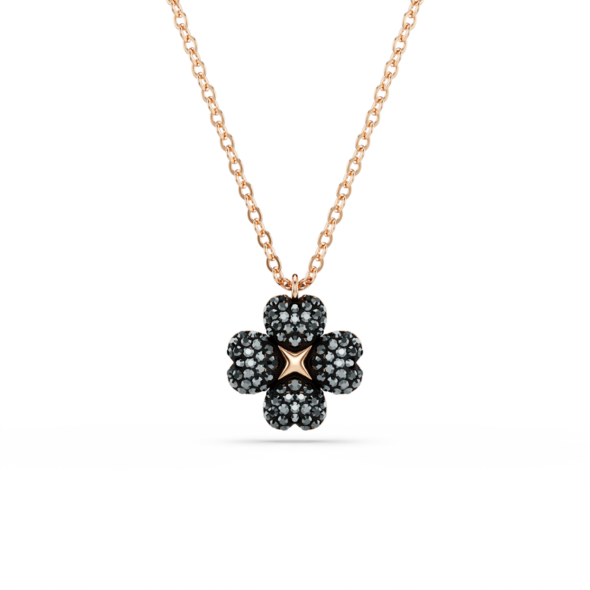 swarovski latisha pendant  pav   clover  multicolored  18k rose gold finish