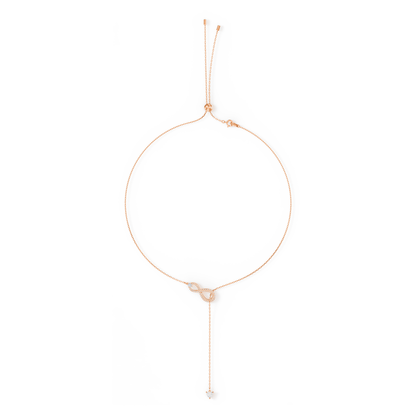 swarovski infinity y necklace  white  rose gold tone plated