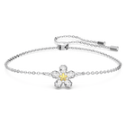 swarovski tough bracelet  flower  white  mixed metal finish