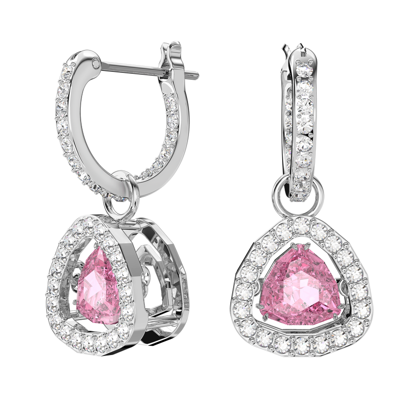 swarovski millenia set  trilliant cut  pink  rhodium plated