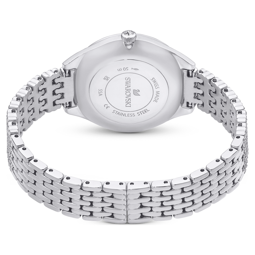 swarovski attract watch  swiss made  full pav    crystal bracelet  silver tone  stainless steel