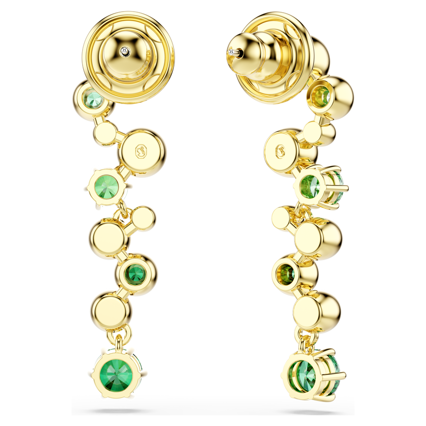 swarovski constella drop earrings  mixed cuts  green  gold tone plated