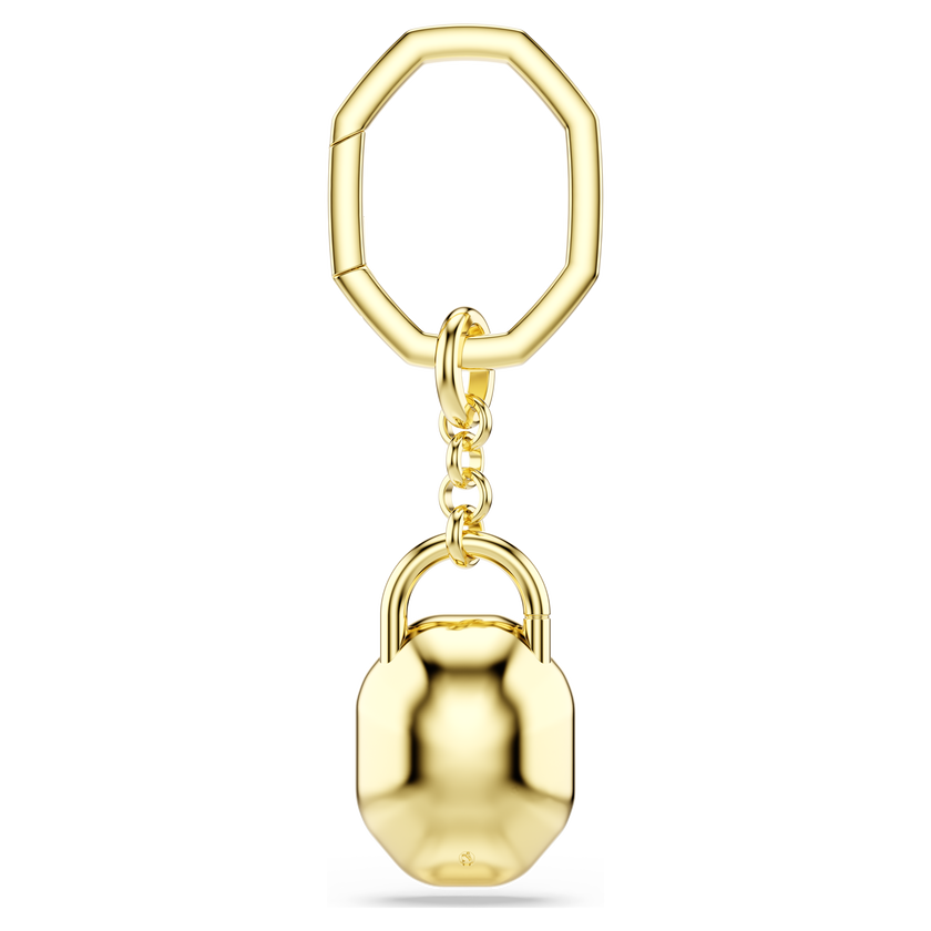swarovski key ring  oval cut  white  gold tone plated