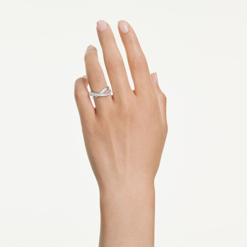 swarovski hyperbola ring  mixed cuts  white  silver tone finish