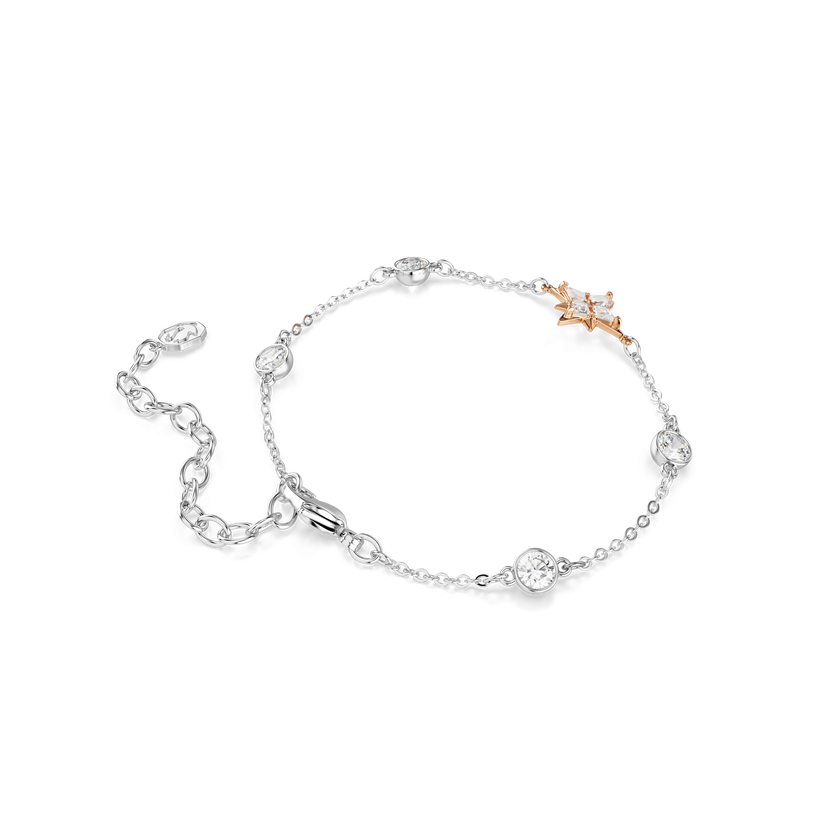 swarovski symbolica bracelet  round cut  moon  white  mixed plating