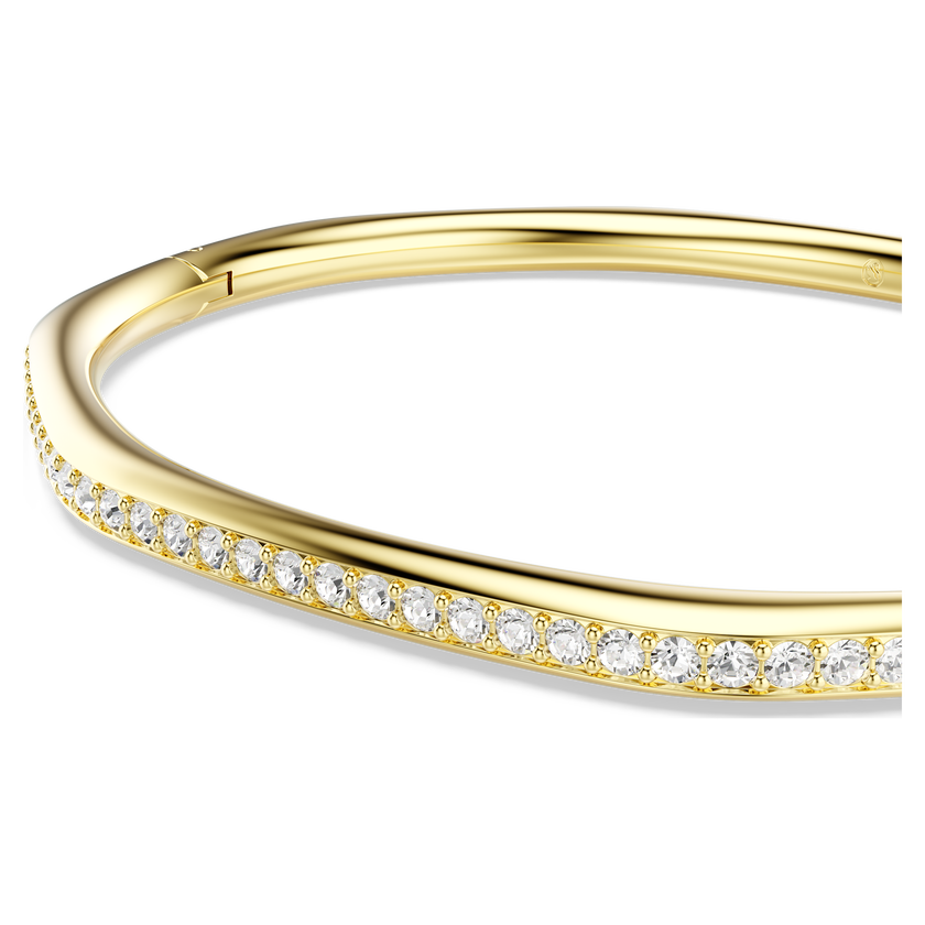 swarovski dextera bangle  octagon shape  round cut  white  gold tone plated
