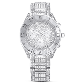 swarovski dextera lux watch  swiss made  metal bracelet  silver tone  stainless steel
