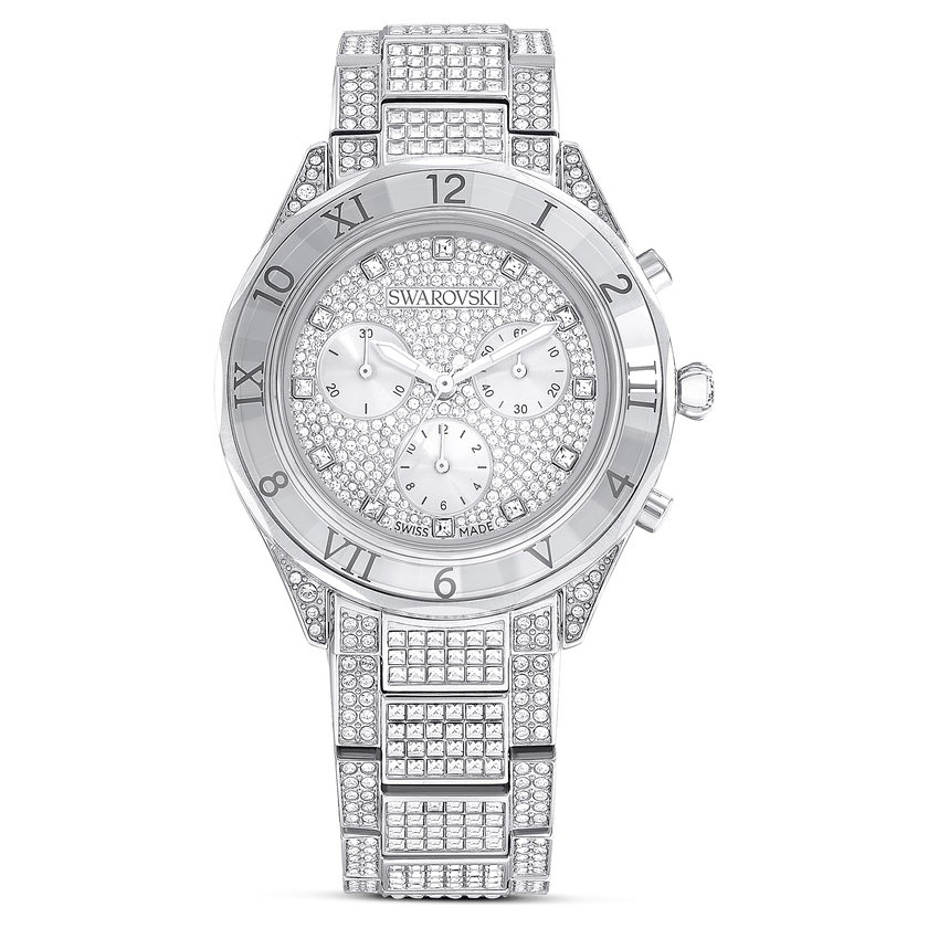 swarovski dextera lux watch  swiss made  metal bracelet  silver tone  stainless steel