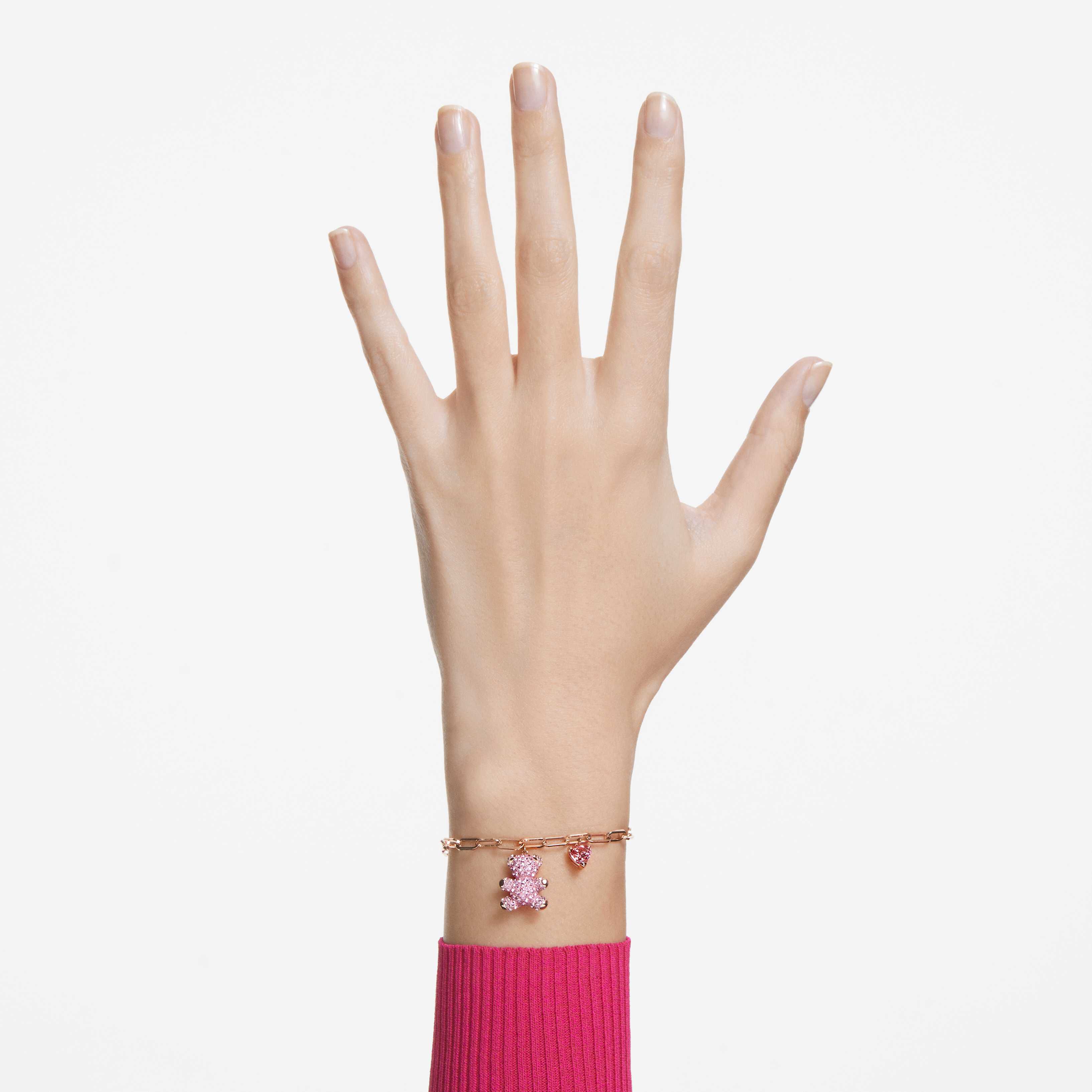 swarovski teddy bracelet  pink  rose gold tone plated