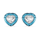 swarovski dulcis clip earrings heart cut pav heart blue rhodium plated