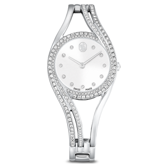 swarovski hyperbola bangle watch  swiss made  metal bracelet  silver tone  stainless steel