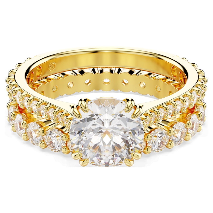 swarovski stilla ring  set  2   round cut  white  gold tone plated