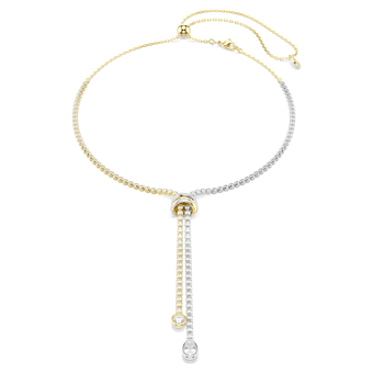 swarovski hyperbola y necklace  round cut  knot  white  mixed metal finish