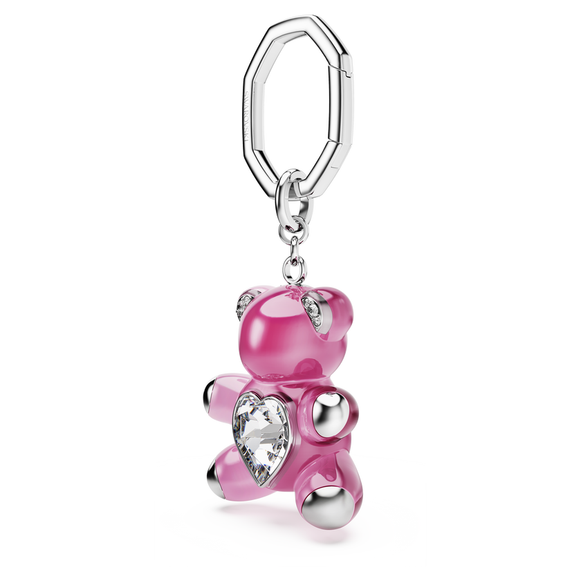 swarovski teddy key ring  bear  pink  rhodium plated
