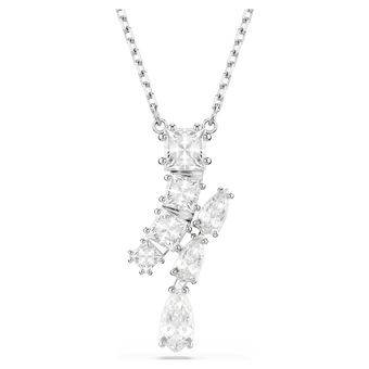 swarovski matrix pendant  mixed cuts  white  rhodium plated