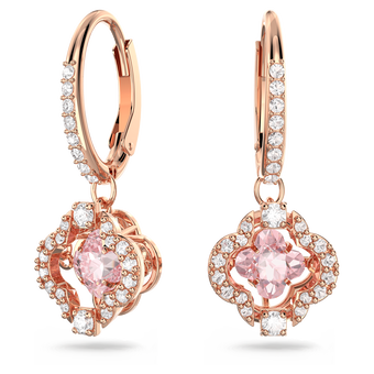 swarovski una drop earrings clover pink rose gold tone plated