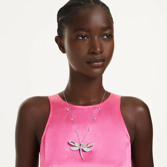 ariana grande x swarovski pendant and brooch  mixed cuts  dragonfly  green  rhodium plated