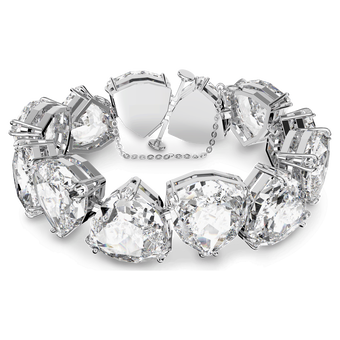 Millenia bracelet, Triangle cut crystals, White, Rhodium plated swarovski millenia bracelet  triangle cut crystals  white  rhodium plated