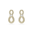 swarovski hyperbola stud earrings  round cut  pav   infinity  white  rhodium plated