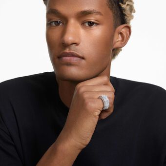 swarovski dextera ring  octagon shape  pav   white  rhodium plated