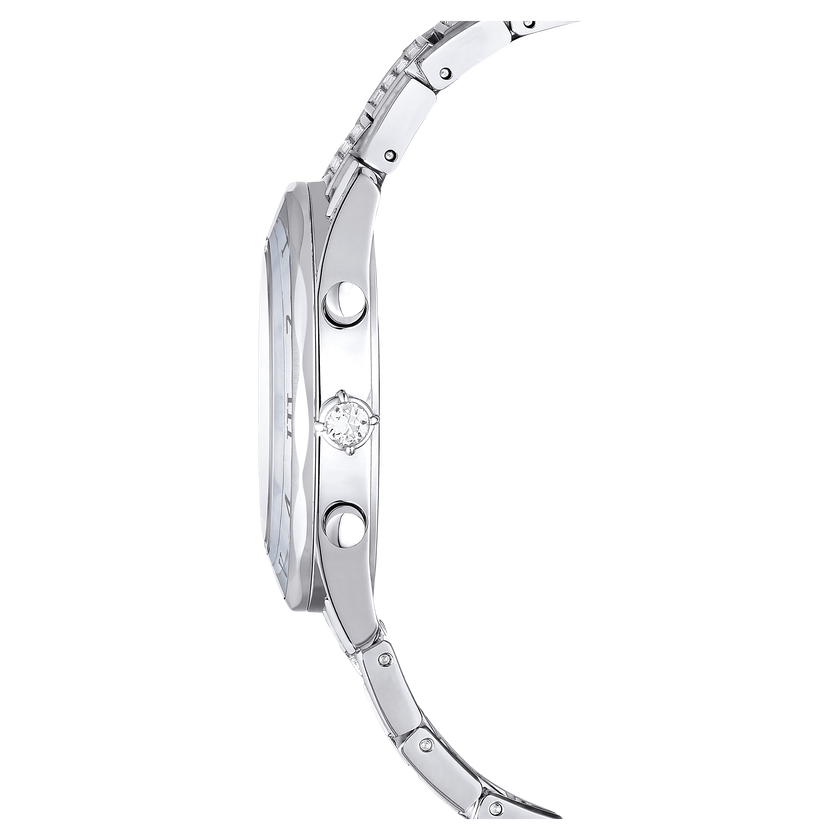 swarovski dextera lux watch  swiss made  metal bracelet  silver tone  stainless steel