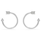 swarovski idyllia hoop earrings  mixed cuts  arrow  white  rhodium plated