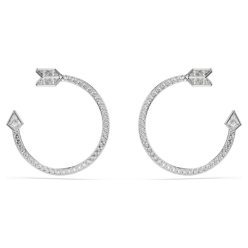 swarovski idyllia hoop earrings  mixed cuts  arrow  white  rhodium plated