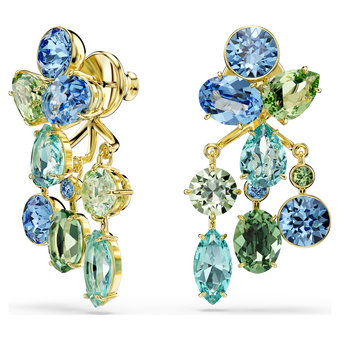 swarovski gema earrings  mixed cuts  multicolored  gold tone plated