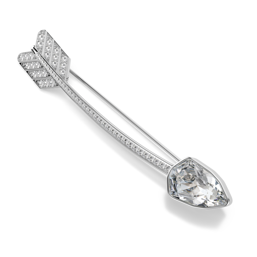 swarovski idyllia brooch  mixed cuts  arrow  white  rhodium plated