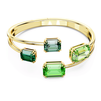 swarovski millenia bangle  octagon cut  green  gold tone plated