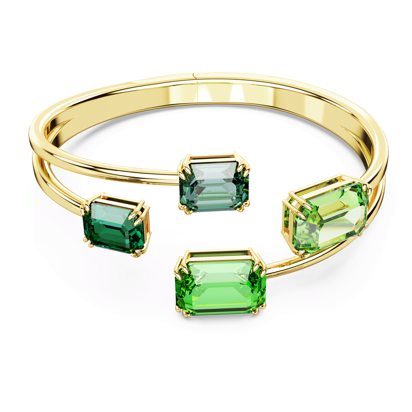 swarovski millenia bangle  octagon cut  green  gold tone plated