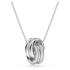 swarovski further pendant  intertwined circles  small  white  rhodium plated