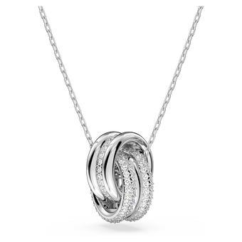 swarovski hyperbola pendant  intertwined circles  white  rhodium plated
