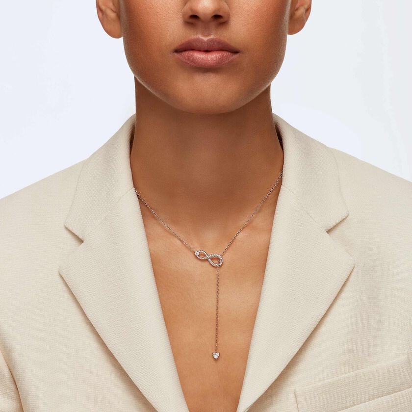 swarovski infinity y necklace  white  rose gold tone plated