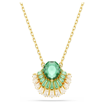 swarovski idyllia pendant  mixed cuts  shell  green  gold tone plated