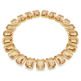 swarovski millenia tennis necklace oversized crystals octagon cut caramel gold tone plated