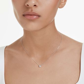 swarovski eternity pendant  lab grown diamonds 0 5 ct tw  round shape  sterling silver