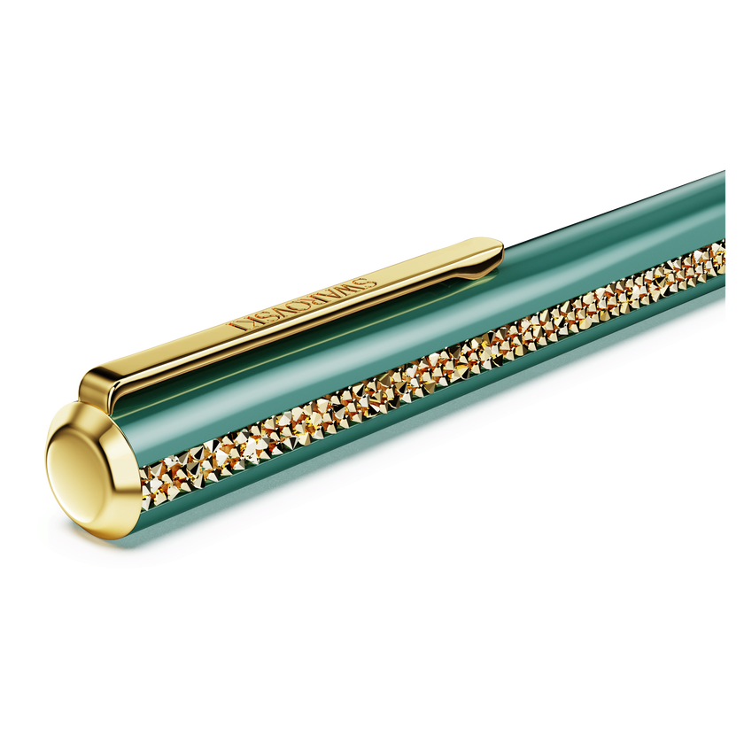 swarovski crystal shimmer glide ballpoint pen  green  green lacquered  gold tone plated
