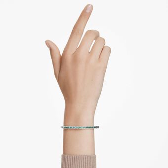 swarovski matrix bangle  baguette cut  green  rhodium plated