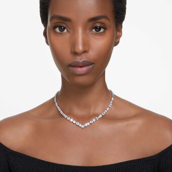 swarovski mesmera necklace  mixed cuts  white  rhodium plated