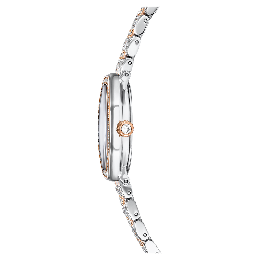 swarovski dextera octagon watch  swiss made  metal bracelet  silver tone  rose gold tone finish