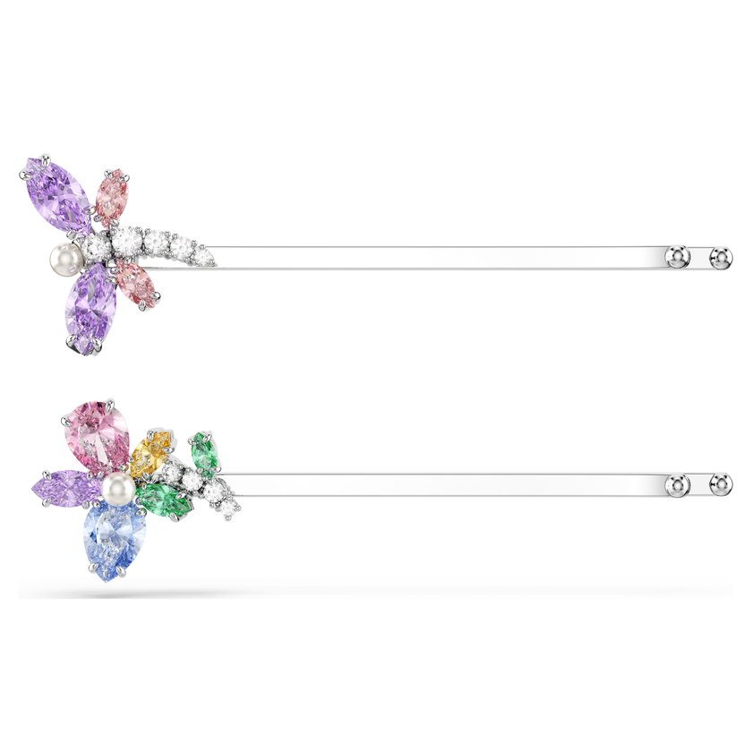 ariana grande x swarovski hair pin  mixed cuts  dragonfly  flower  multicolored  rhodium plated
