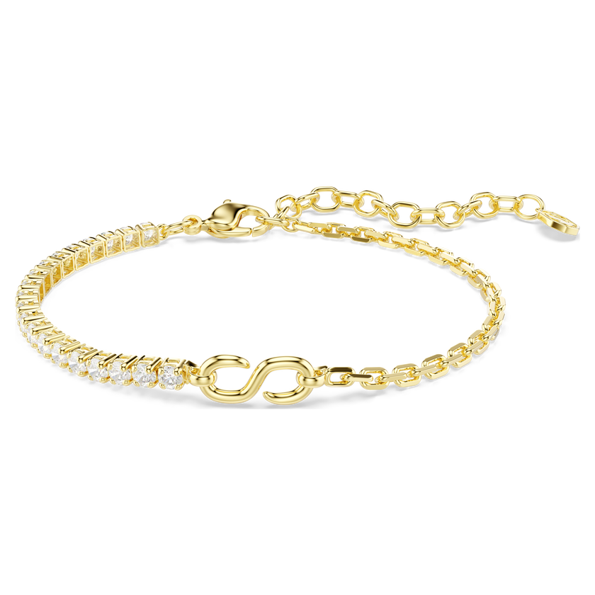 swarovski matrix bracelet  round cut  white  18k gold finish